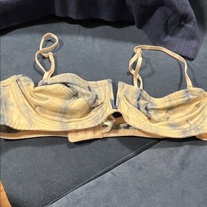 Free People Blue and Cream Bra